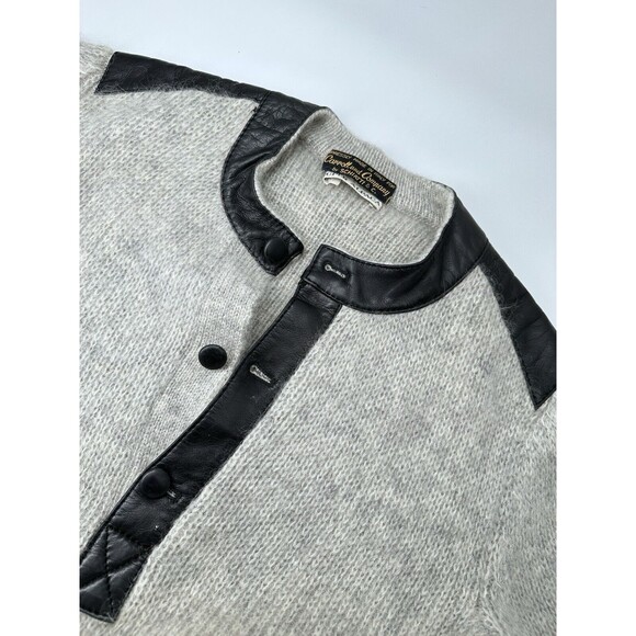 Carroll and Co Sweater Super Alpaca 1/4 Bottom Italian Gray leather collar - Picture 5 of 8